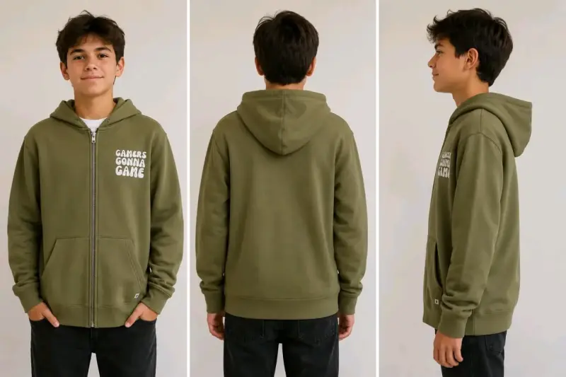 Polerón verde con capucha 'Gamers Gonna Game' para niños - 2