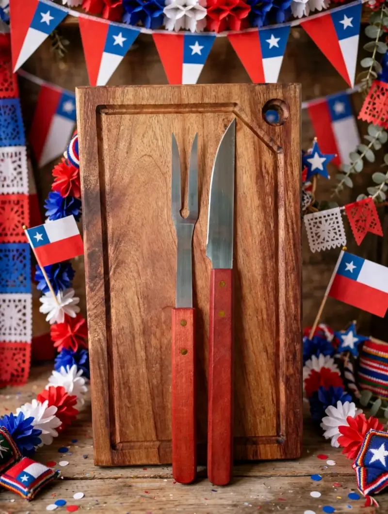 Set de Asado Chileno con Tabla de Madera - 1