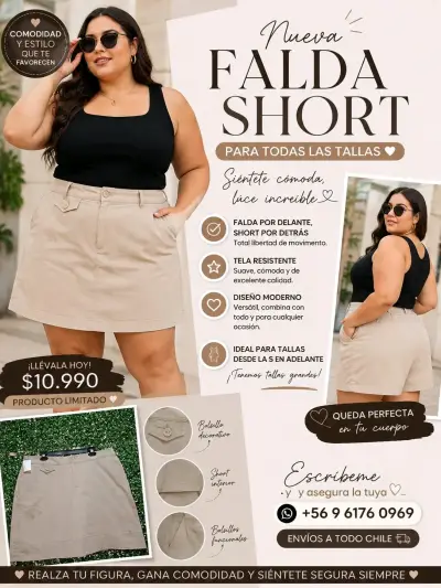 Faldas short beige talla XL con bolsillos - miniatura 5