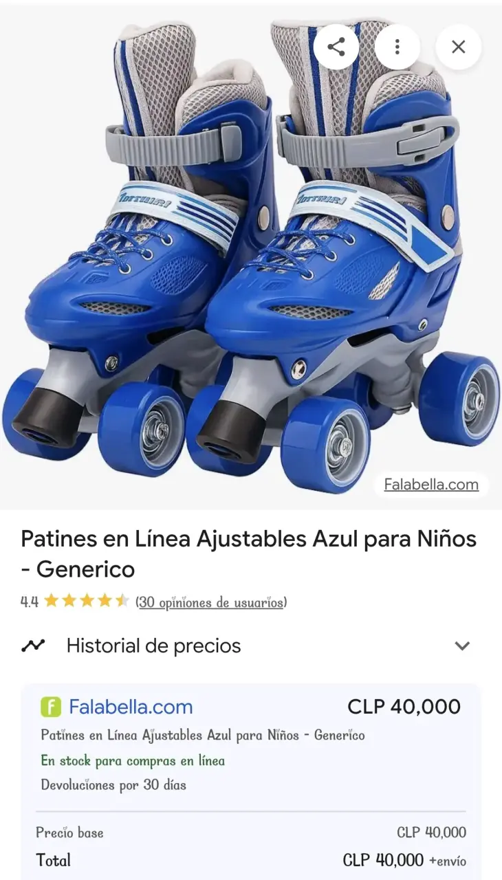 Patines en línea ajustables azules para niños