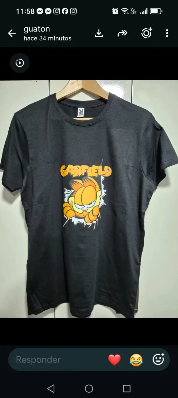 Polera negra Garfield para hombre - 2