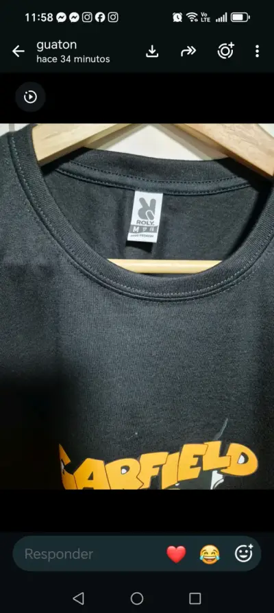 Polera negra Garfield para hombre - miniatura 4