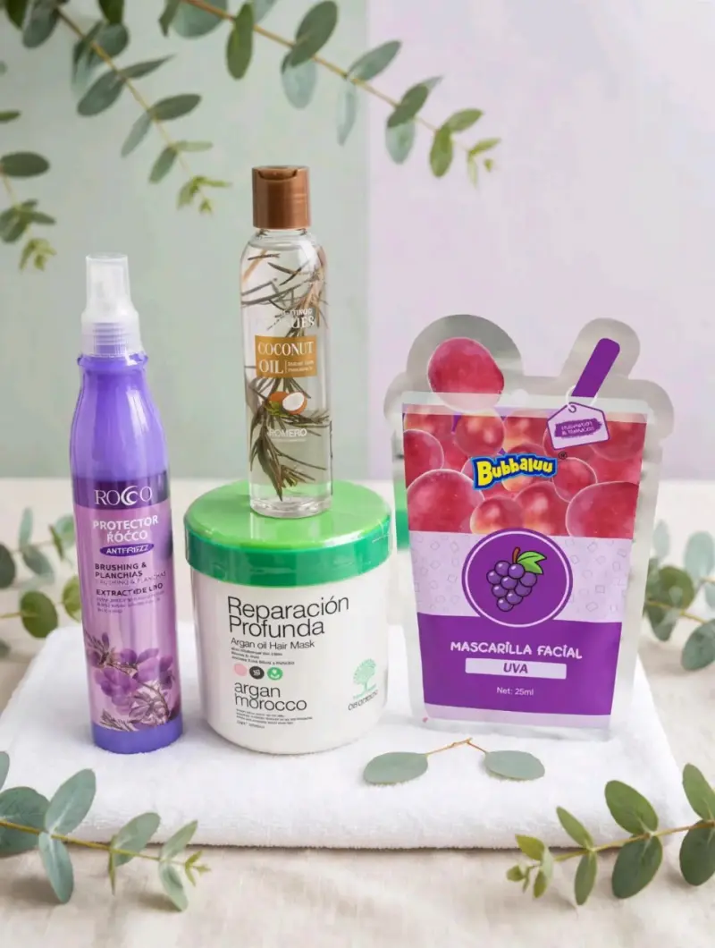 Set de cuidado capilar y facial con aceite de argán y coco