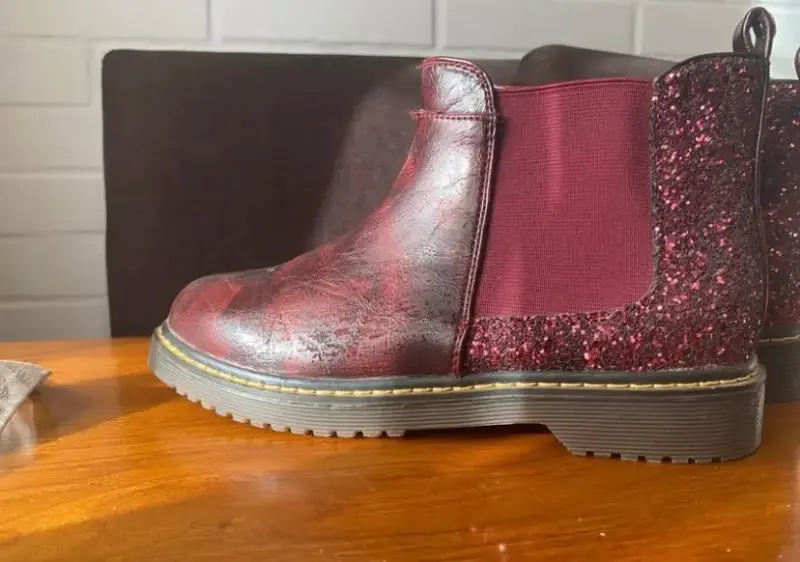 Botines burdeos con glitter hush puppies - 1