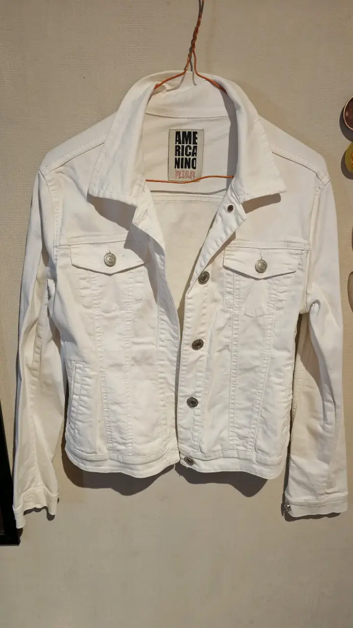 Chaqueta de mezclilla blanca para mujer - 3