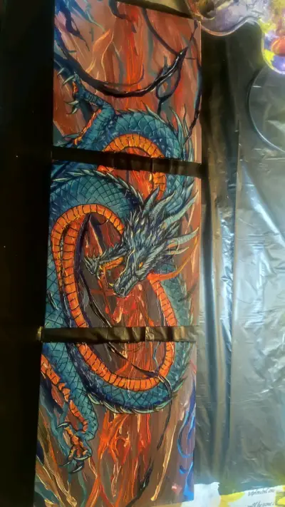 Cuadro de dragón azul y naranja en lienzo - miniatura 1