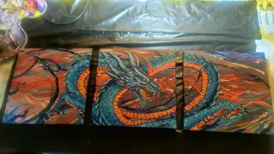 Cuadro de dragón azul y naranja en lienzo - miniatura 2