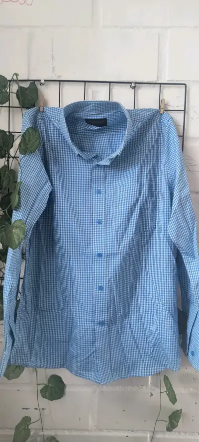 Camisa a cuadros celeste Missouri para hombre - miniatura 1