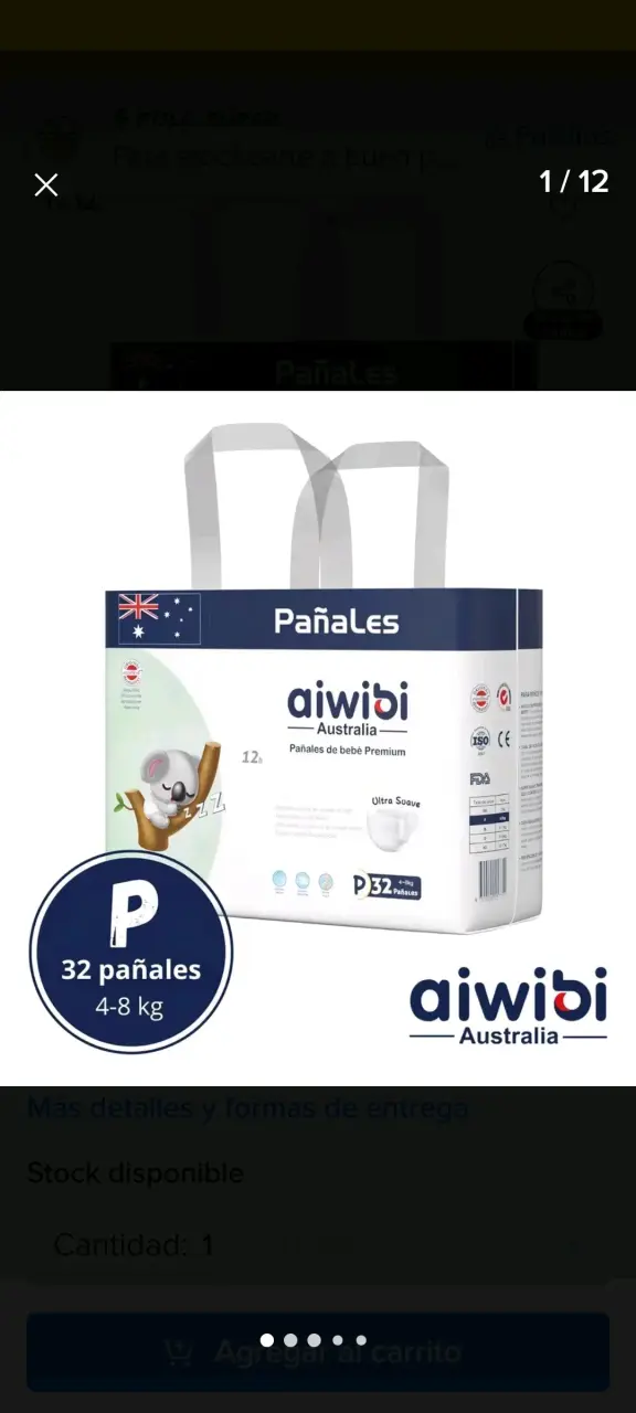 Pañales Aiwibi Australia Premium 32 unidades - 1