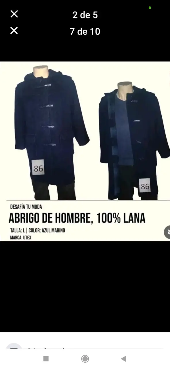 Abrigo de Hombre Negro Perry Ellis 100% Lana - 4