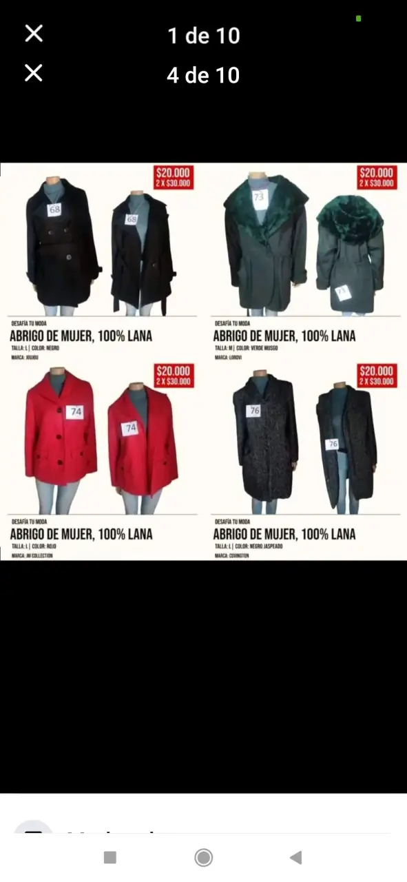 Abrigos 100% Lana Talla XS a 4XL - 1