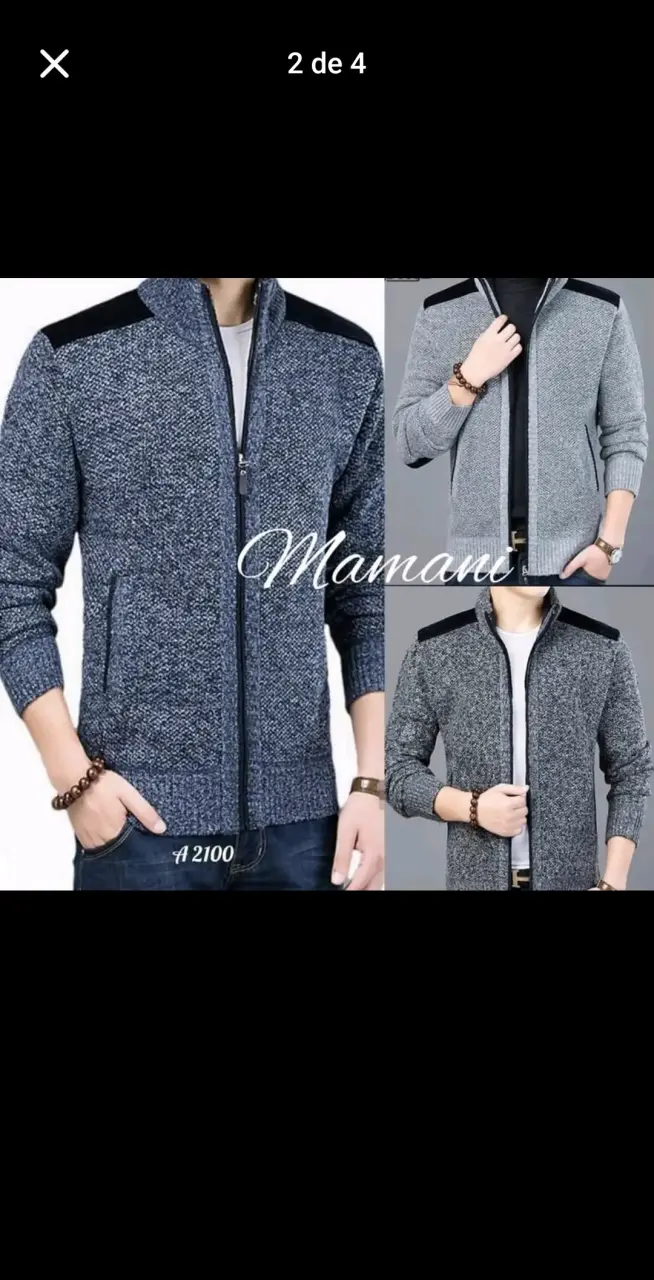Chaqueta de lana gris para hombre - 2
