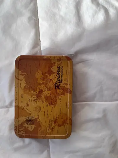 Billetera de cuero marrón Riviera con caja - miniatura 1