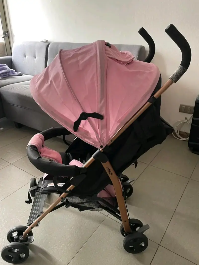 Coche Paragua de paseo Infanti rosa y negro - 1
