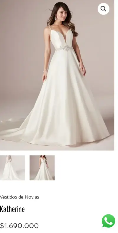 Vestido de novia blanco con encaje Katherine - miniatura 1
