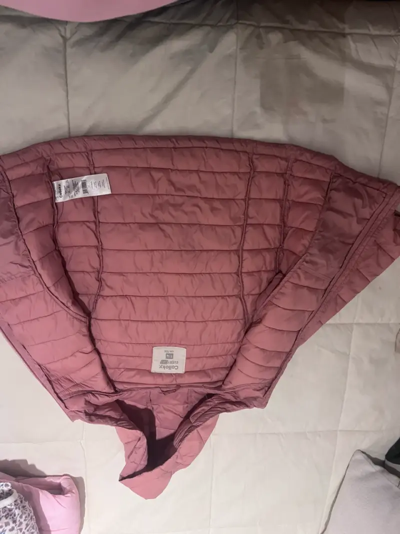 Chaqueta acolchada rosa para niña con capucha - 2