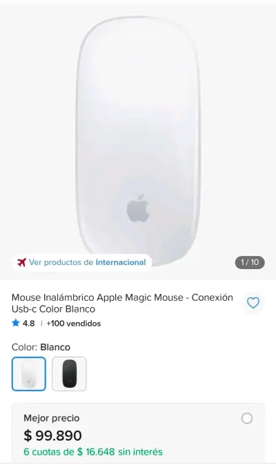 Mouse Inalámbrico Apple Magic Mouse Blanco - miniatura 4