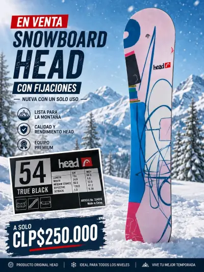 Tabla de Snowboard Head con fijaciones - miniatura 2