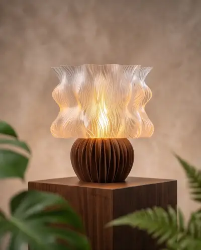 Lámpara de mesa decorativa con diseño ondulado - miniatura 1