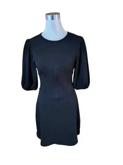 Vestido negro elegante manga 3/4 Sybilla - miniatura 1