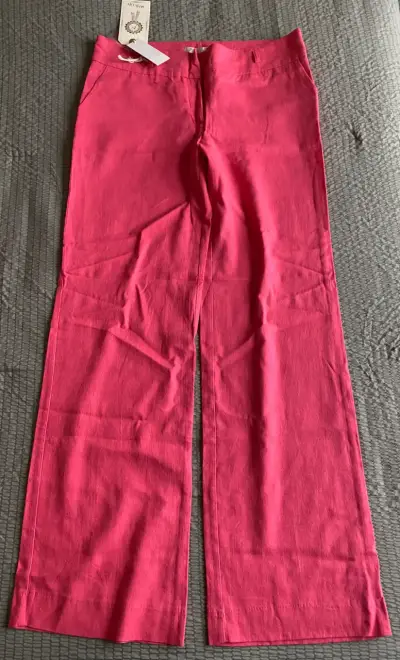 Pantalon de Lino color fucsia mujer - miniatura 1