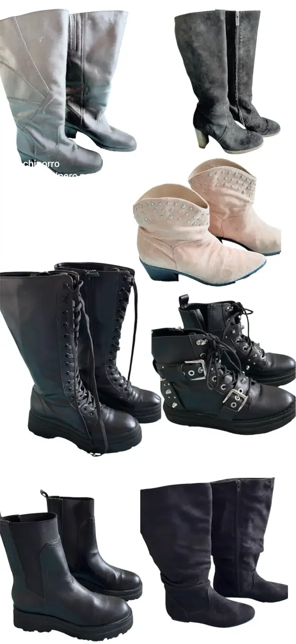 Botas de cuero y gamuza para mujer