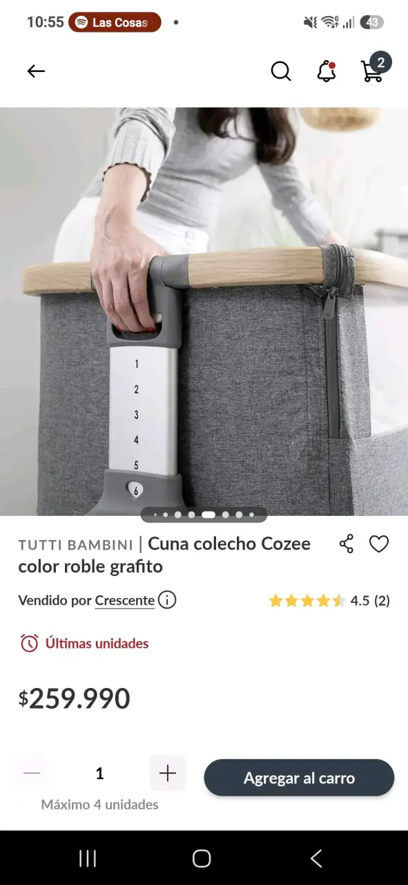 Cuna colecho Tutti Bambini Cozee color roble grafito - 4