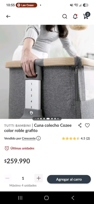 Cuna colecho Tutti Bambini Cozee color roble grafito - miniatura 4