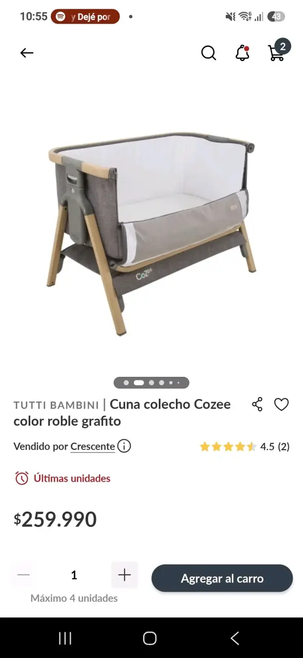 Cuna colecho Tutti Bambini Cozee color roble grafito - 5
