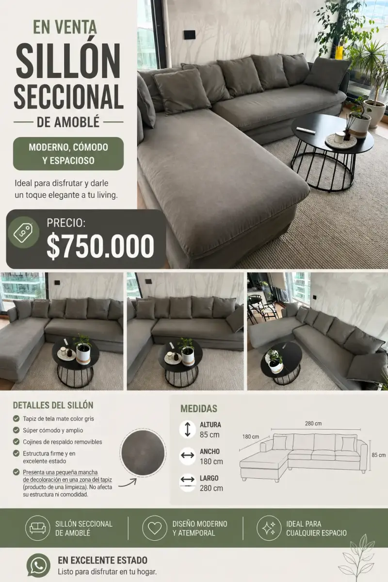 Sofá seccional gris - 3