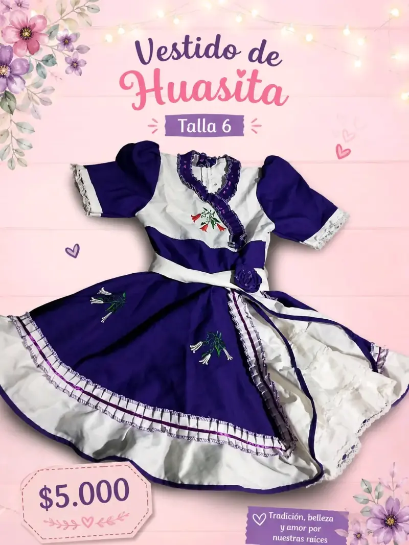 Vestidos de huasita talla 6 color morado - 1