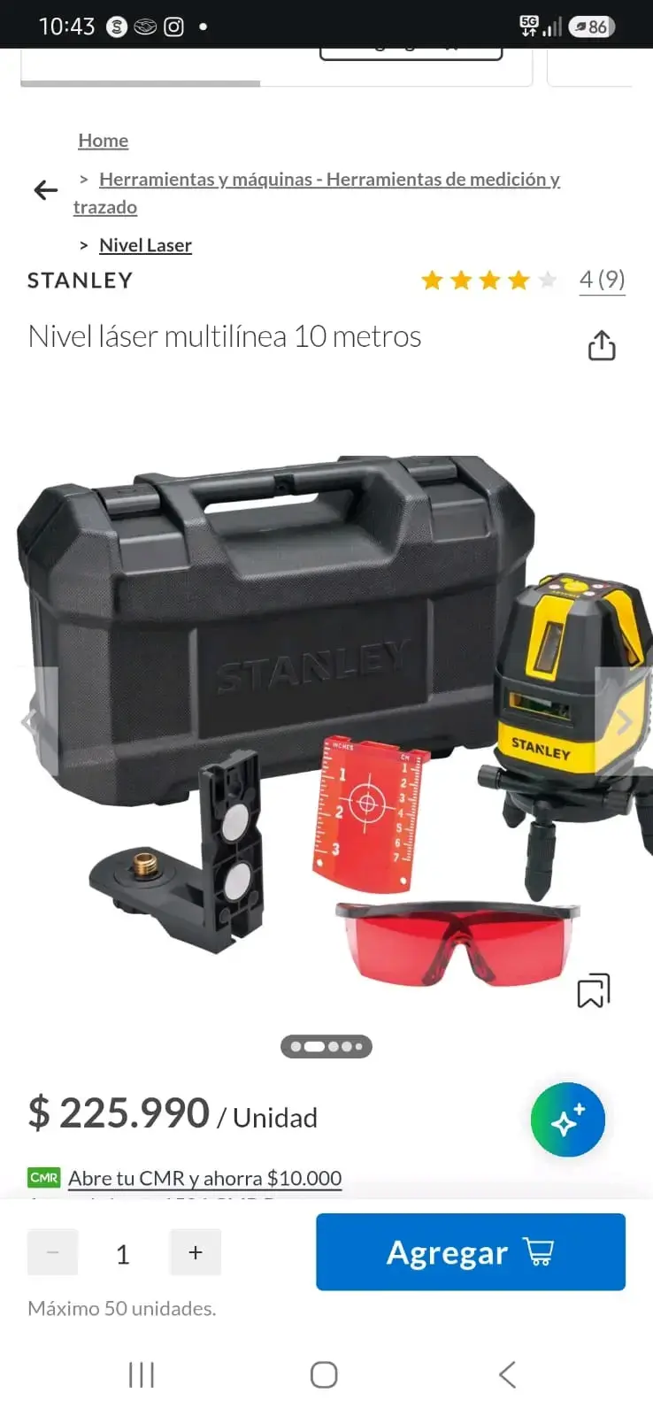 Nivel láser multilínea Stanley 10 metros