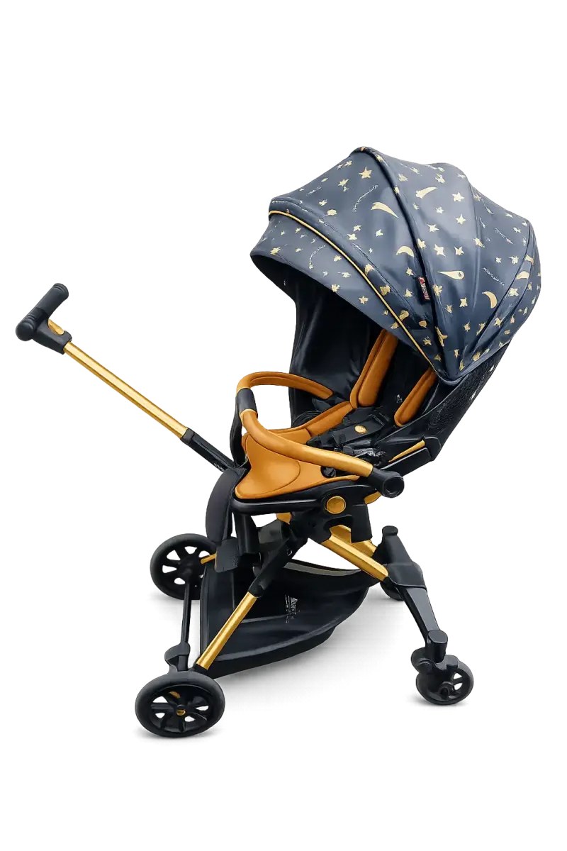 Coche de bebé plegable con diseño estelar