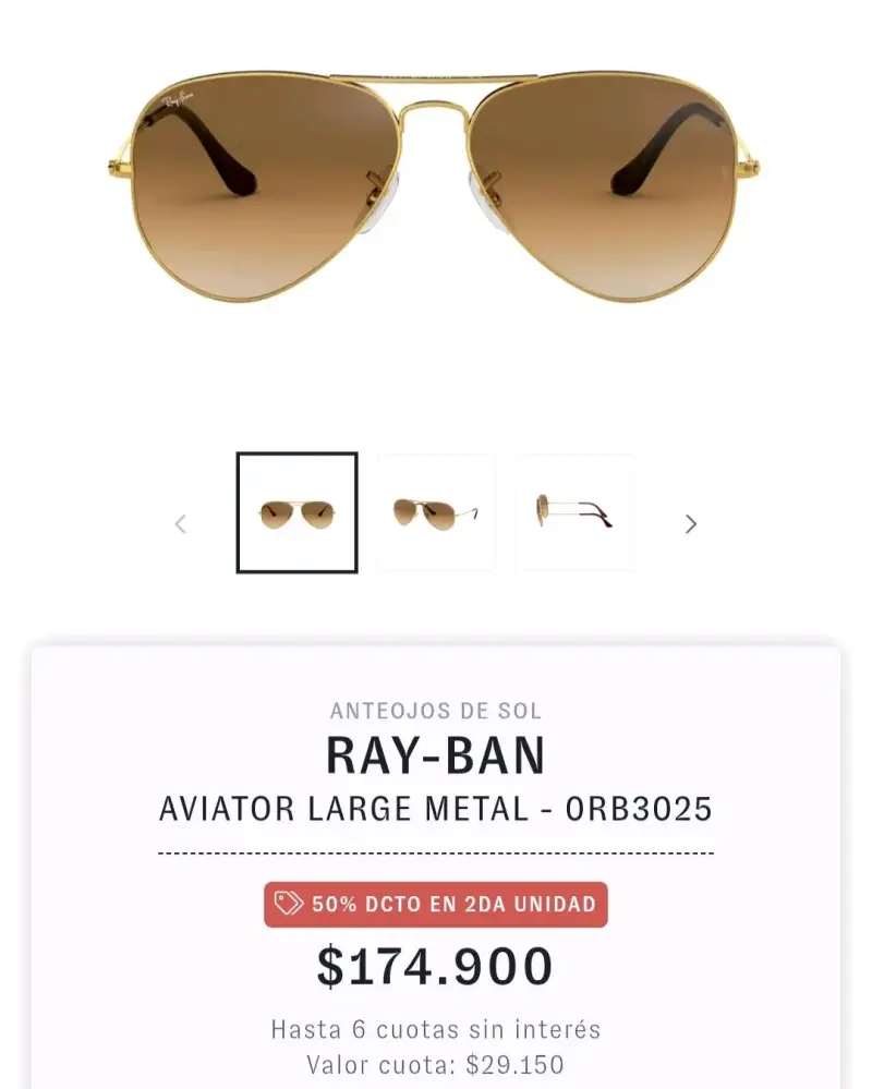 Gafas de Sol Ray-Ban Aviator Large Metal Marrón - 2