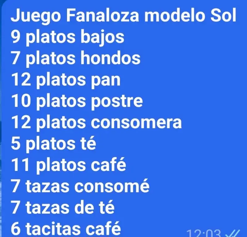 Juego de Vajilla Fanalosa Modelo Sol Completo - 6