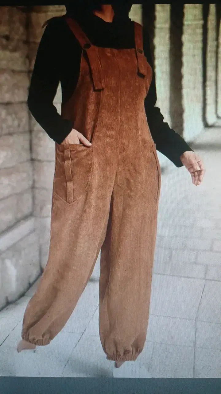 Overall de pana marrón para mujer - 3