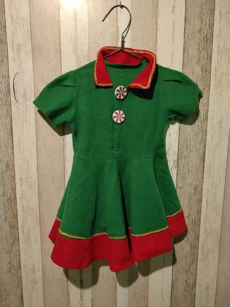 Vestido infantil navideño verde y rojo