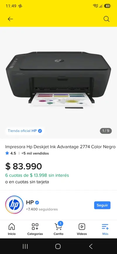 Impresora multifuncional HP DeskJet 2700 - miniatura 3