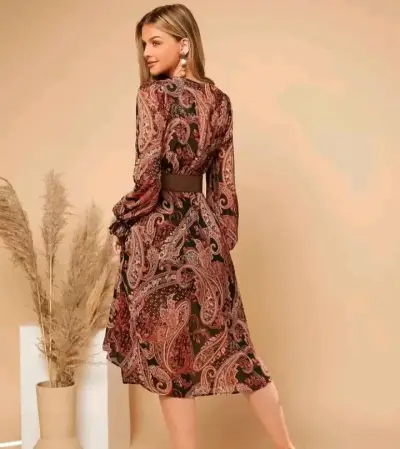 Vestido midi estampado bohemio para mujer - miniatura 2