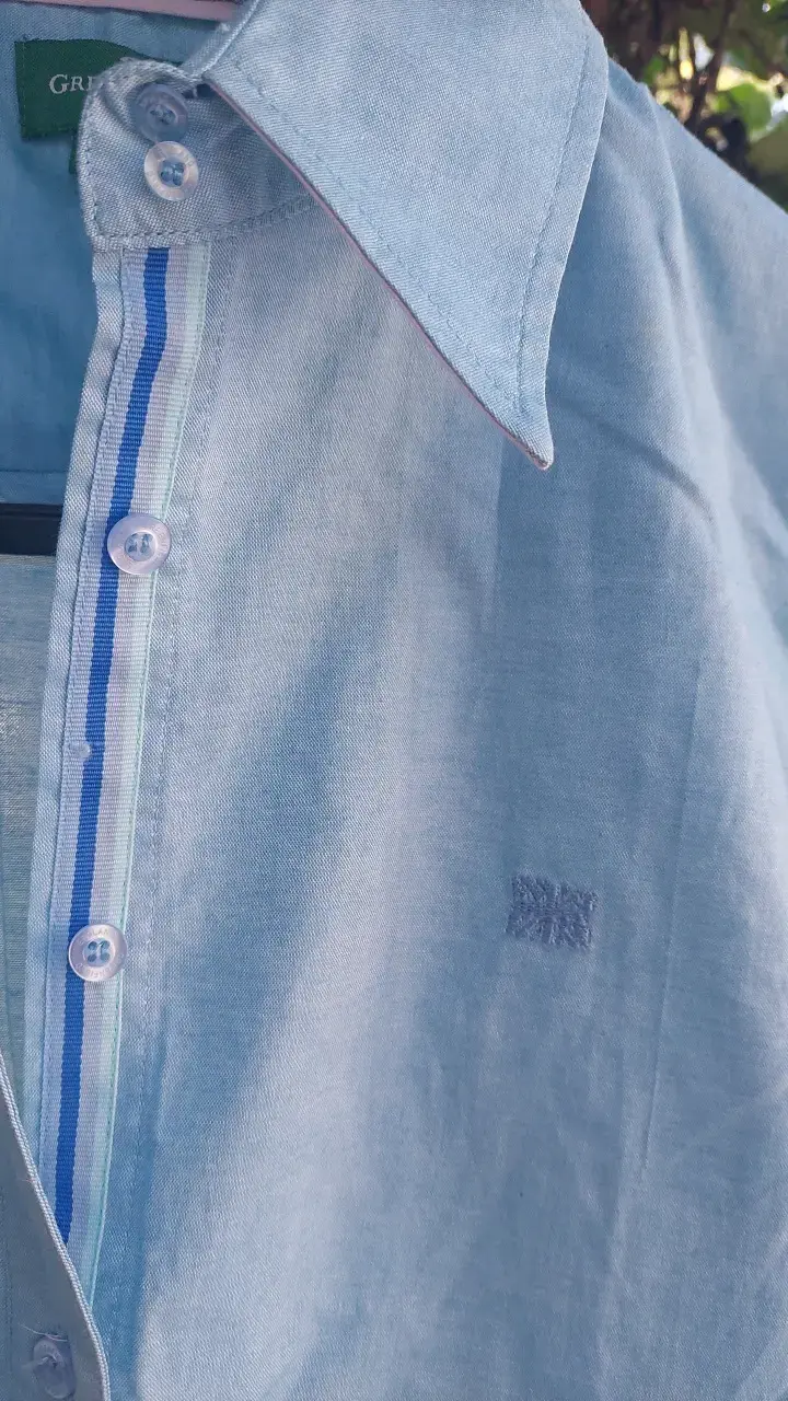 Camisa celeste de algodón Greenfield para hombre - 2