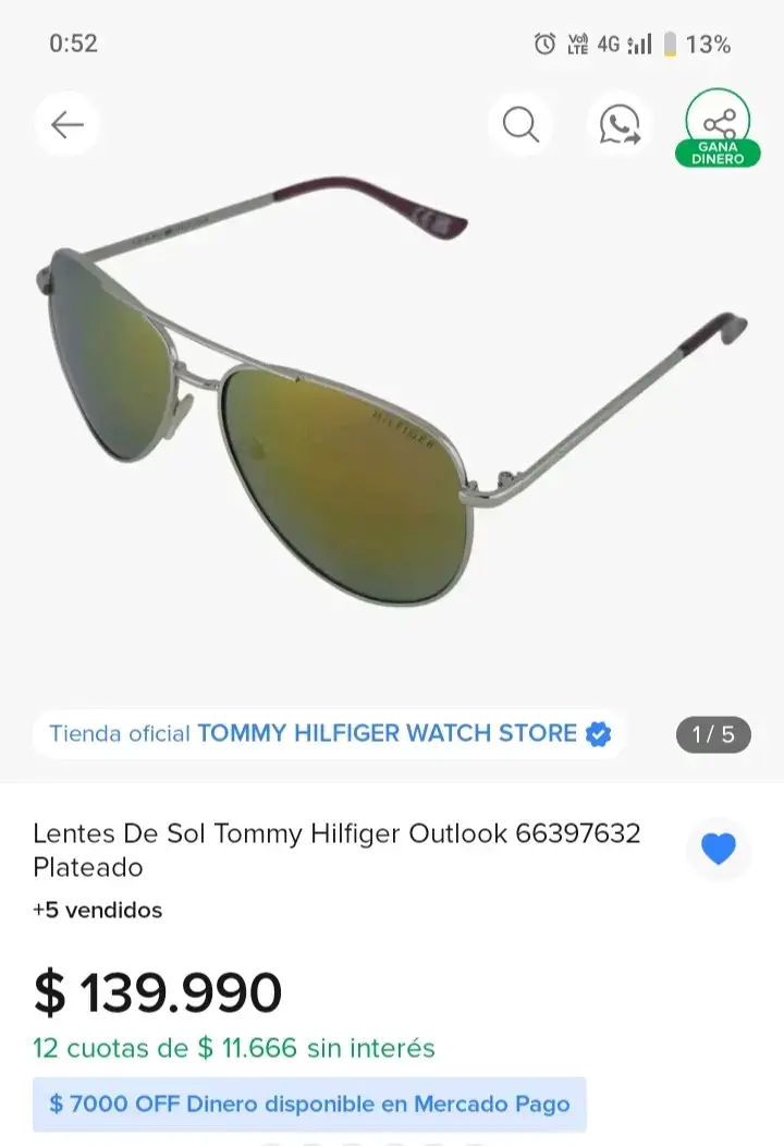 Lentes de Sol Tommy Hilfiger Outlook Plateado - 1