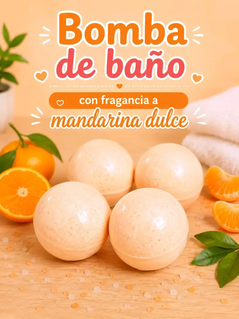 Bomba de baño con fragancia a mandarina dulce