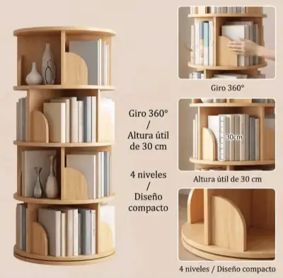 Estantería Giratoria de Madera 4 Niveles - miniatura 1
