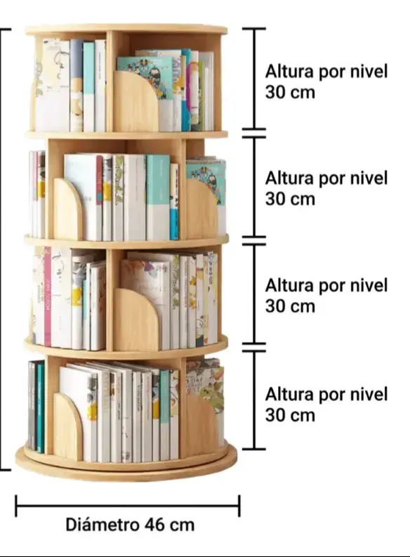 Estantería Giratoria de Madera 4 Niveles - 2