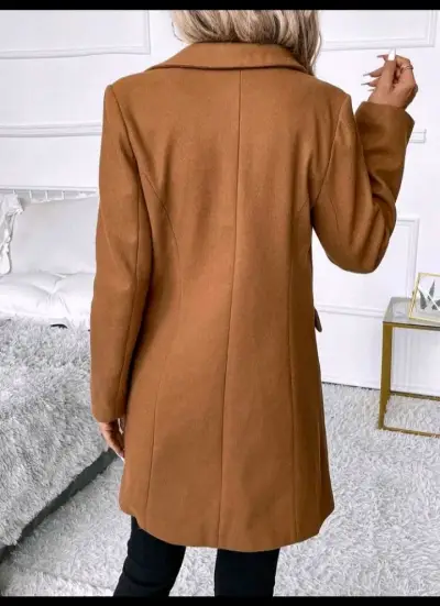 Abrigo largo camel para mujer elegante - miniatura 2