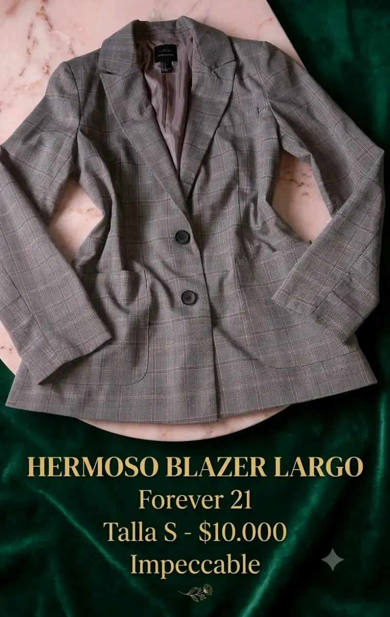 Blazer Largo Cuadros Forever 21 Talla S