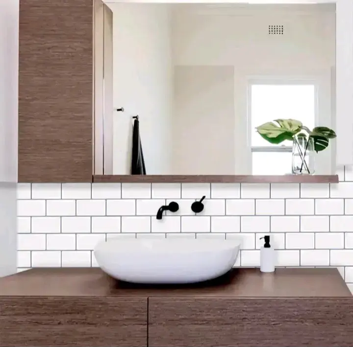 Azulejos adhesivos de pared estilo metro blanco - 1