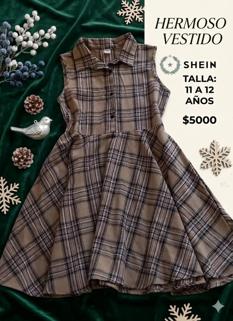 Vestido a cuadros Shein para niña 11-12 años