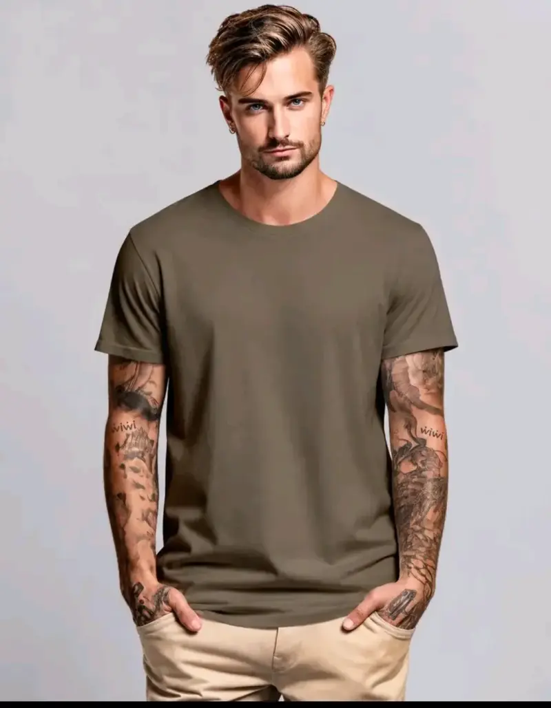 Polera Hombre Verde Oliva Casual