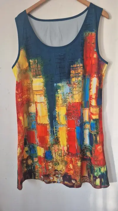 Vestido sin mangas con diseño abstracto colorido - miniatura 1
